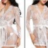 طقم ملابس داخلية مثيرة من رداء الحمام بحزام نوم