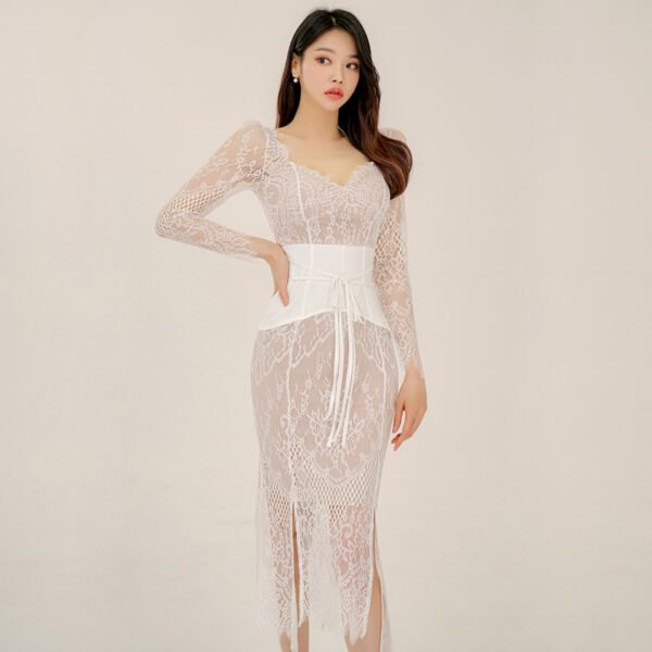 فستان نسائي غمد شق دانتيل