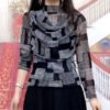 قميص داخلي نسائي بياقة نصف عالية وأكمام طويلة وقميص عصري لإخفاء الدهون