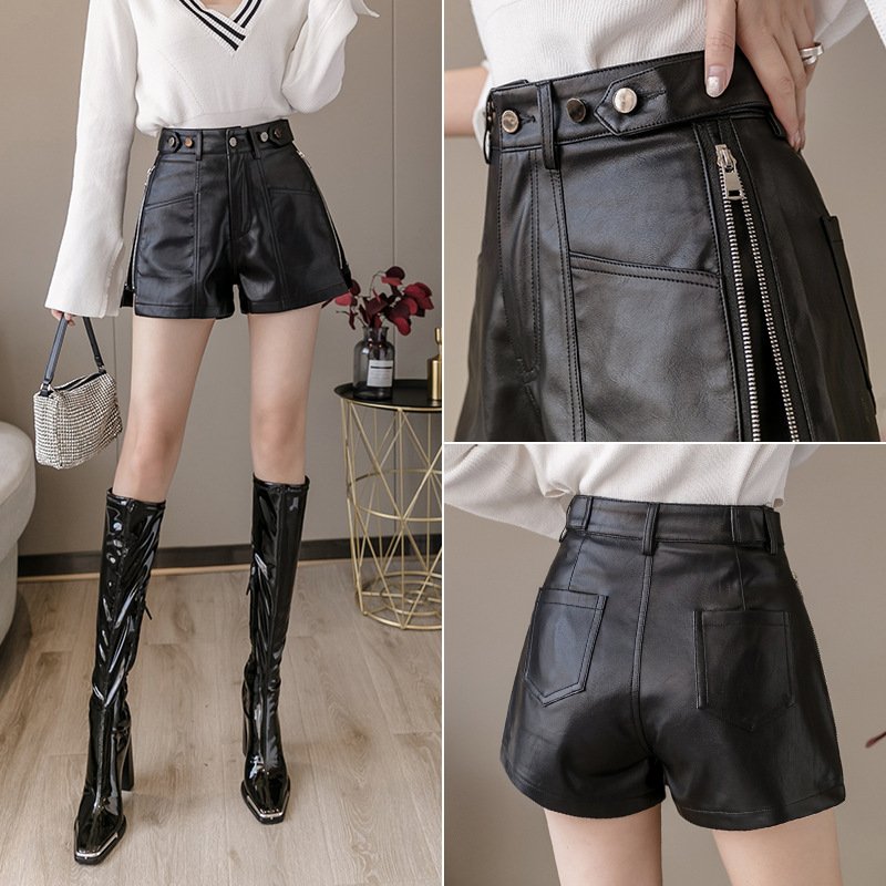 شورت جلدي أنيق بقصّة Slim Fit على الطراز الكوري، مناسب لجميع المناسبات