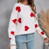 سترة محبوكة بمقاس كبير ورقبة دائرية من Love Little Peach Heart للنساء