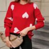 سترة محبوكة بمقاس كبير ورقبة دائرية من Love Little Peach Heart للنساء