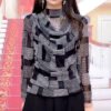 قميص داخلي نسائي بياقة نصف عالية وأكمام طويلة وقميص عصري لإخفاء الدهون