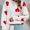 سترة محبوكة بمقاس كبير ورقبة دائرية من Love Little Peach Heart للنساء
