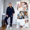 مجموعات بدلة رياضية سويت شيرت فضفاض موضة السراويل العرق مع جيوب المرأة 2 قطعة وتتسابق صالة بلا غطاء البلوز البلوز