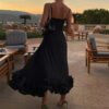 تنورة نسائية بتصميم A-line مزينة بزهرة كبيرة ثلاثية الأبعاد ومزينة بزهرة كبيرة