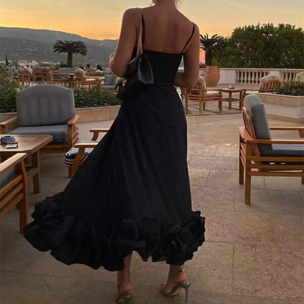 تنورة نسائية بتصميم A-line مزينة بزهرة كبيرة ثلاثية الأبعاد ومزينة بزهرة كبيرة