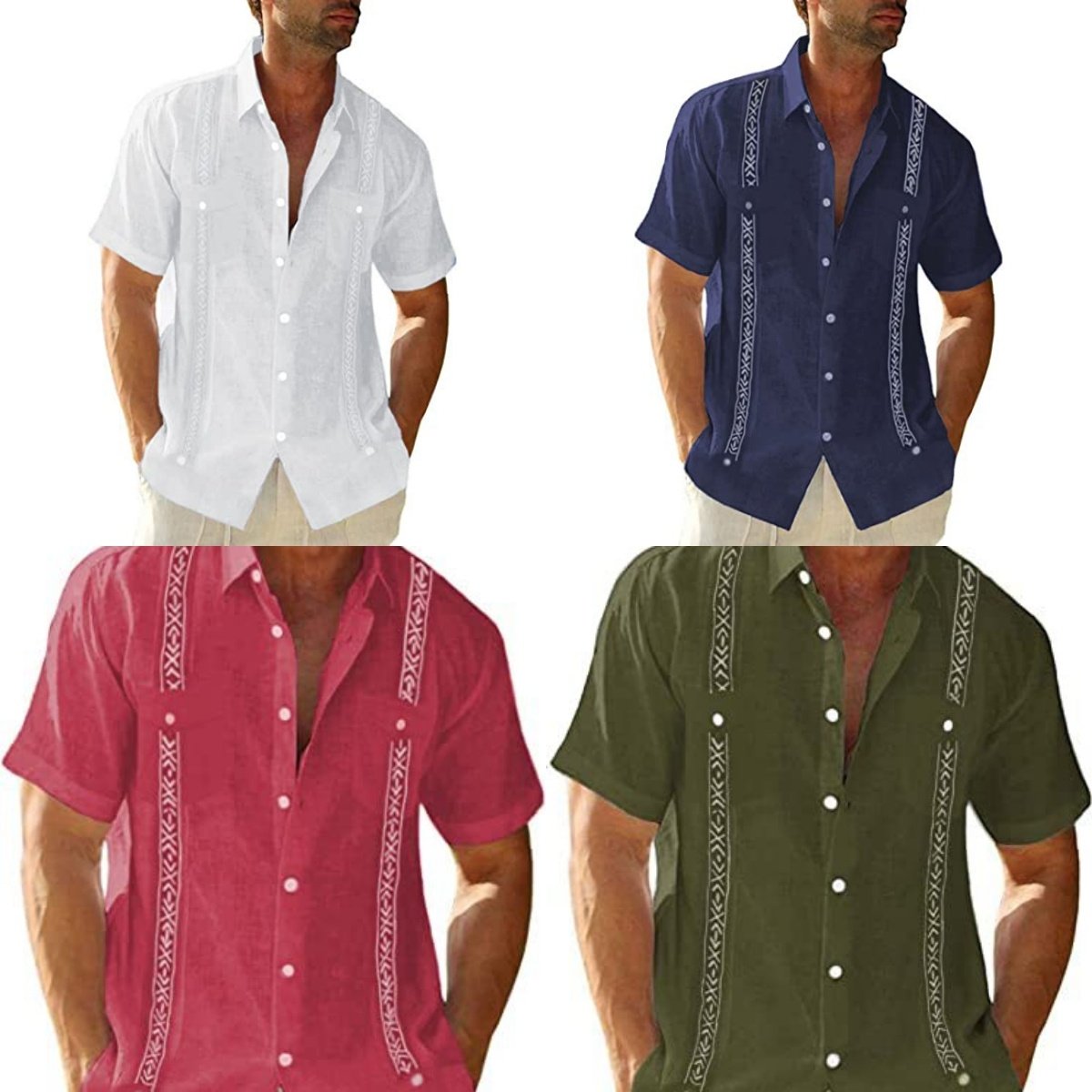 قميص Guayabera الكوبي الرجالي الكاجوال في الهواء الطلق كاجوال بأكمام قصيرة ملابس مطبوعة أزياء رياضية مصمم ملابس الشارع