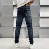 بنطلون جينز رجالي كاجوال بقصّة Slim Fit وساق مستقيمة مطاطية