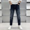 بنطلون جينز رجالي كاجوال بقصّة Slim Fit وساق مستقيمة مطاطية