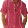 قميص Guayabera الكوبي الرجالي الكاجوال في الهواء الطلق كاجوال بأكمام قصيرة ملابس مطبوعة أزياء رياضية مصمم ملابس الشارع