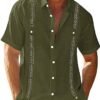 قميص Guayabera الكوبي الرجالي الكاجوال في الهواء الطلق كاجوال بأكمام قصيرة ملابس مطبوعة أزياء رياضية مصمم ملابس الشارع