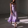 تنورة نسائية بتصميم A-line مزينة بزهرة كبيرة ثلاثية الأبعاد ومزينة بزهرة كبيرة