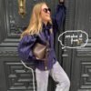 قميص نسائي مريح مخطط بألوان متباينة