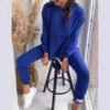 بدلة رياضية نسائية، سويت شيرت بتصميم فتحة على الموضة، وبنطلون رياضي ضيق، طقم ملابس كاجوال مكون من قطعتين