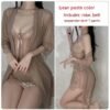 ملابس داخلية مثيرة من Ruoruo ذات لون نقي وشبكة شفافة بحزام للنساء