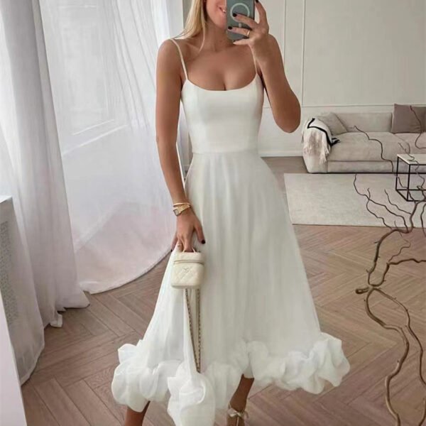 تنورة نسائية بتصميم A-line مزينة بزهرة كبيرة ثلاثية الأبعاد ومزينة بزهرة كبيرة