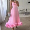 تنورة نسائية بتصميم A-line مزينة بزهرة كبيرة ثلاثية الأبعاد ومزينة بزهرة كبيرة