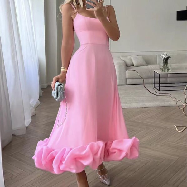 تنورة نسائية بتصميم A-line مزينة بزهرة كبيرة ثلاثية الأبعاد ومزينة بزهرة كبيرة
