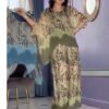 بدلة نسائية موضة فضفاضة واسعة الساق السراويل عادية