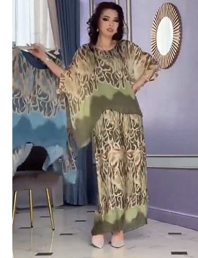 بدلة نسائية موضة فضفاضة واسعة الساق السراويل عادية