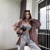 قميص نسائي بتصميم ريترو سهل المطابقة مع ياقة قميص فضفاضة بأكمام طويلة