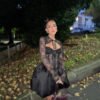 فستان أسود بأكمام طويلة من الدانتيل بتصميم ريترو أمريكي لفصل الخريف والشتاء