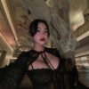 فستان أسود بأكمام طويلة من الدانتيل بتصميم ريترو أمريكي لفصل الخريف والشتاء