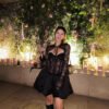 فستان أسود بأكمام طويلة من الدانتيل بتصميم ريترو أمريكي لفصل الخريف والشتاء