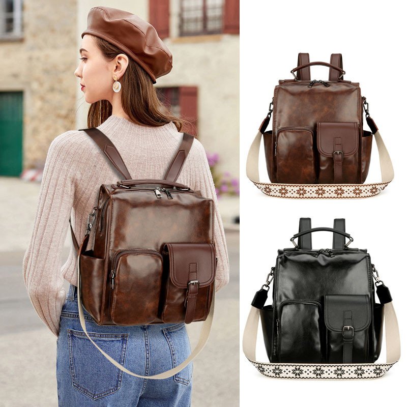 حقيبة ظهر كاجوال بتصميم Preppy ذات سعة كبيرة حقيبة مدرسية قديمة