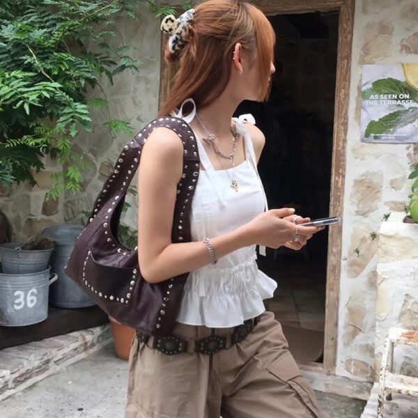 حقيبة ريترو برشام الكتف تحت الإبط