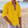 قميص رجالي كاجوال من القطن والكتان بقصّة Slim-fit