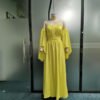 فستان نسائي طويل بأكمام طويلة وجزء علوي من الأنبوب