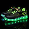 حذاء مضيء للأطفال بمقاس 26-37 مزود بإضاءة LED وUSB قابل لإعادة الشحن، مزود بخطاف وحلقة للأطفال