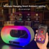 مصباح ليلي LED 3 في 1 متعدد الوظائف مع تطبيق للتحكم في جو RGB ومصباح مكتب ذكي متعدد الوظائف وشاحن لاسلكي وساعة منبه