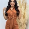بدلة نسائية أنيقة بأكمام قصيرة وأربطة من قطعتين