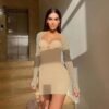 تنورة طويلة الأكمام من الخرز بتصميم أنيق وجذاب