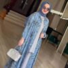 فستان كارديجان بدون ياقة بأكمام طويلة وطبعة جديدة على الموضة