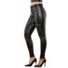 بنطلون Peach Pants نسائي من الجلد الأسود غير اللامع