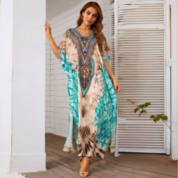 غطاء شاطئ نسائي مطبوع كبير الحجم