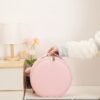 حقيبة مكياج دائرية ذكية مزودة بمرآة وإضاءة LED حقيبة تجميل نسائية كبيرة الحجم من الجلد الصناعي لتنظيم أدوات التجميل