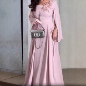 فستان ضيق ضيق الخصر بلون سادة ومزين بالزهور