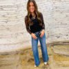 تي شيرت نسائي بأكمام طويلة مطبوع عليه فيونكة خريفية جديدة