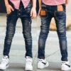 بنطال للأولاد من قماش الدنيم المطاطي