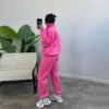 بدلات رياضية بجيوب وياقة واقفة وسحاب وسروال برباط طقم ركض عصري ملابس رياضية ملابس نسائية