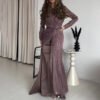 فستان نسائي ضيق بياقة دائرية