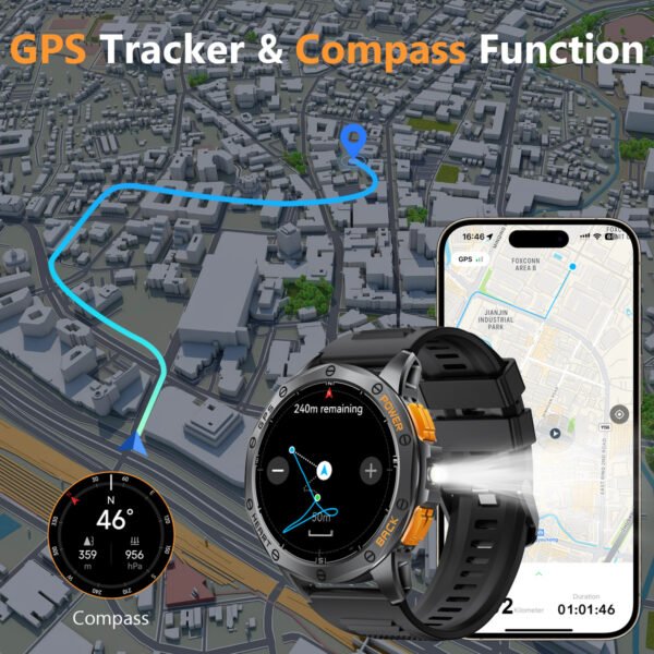 ساعة ذكية MD53 بنظام تحديد المواقع العالمي (GPS) مقاومة للماء وبوصلة رياضية خارجية