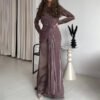 فستان نسائي ضيق بياقة دائرية