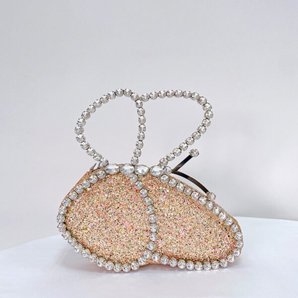 حقيبة يد نسائية مرصعة بأحجار الراين على شكل فراشة