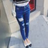 بنطلون بايتا الكوري ذو قصة ضيقة وفتحات للتخسيس للنساء